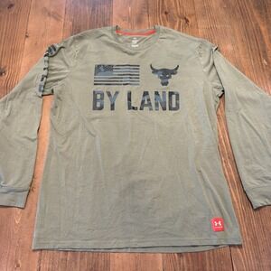 Under Armour Mens Project Rock Veterans Day By Land Shirt Mens Large Green